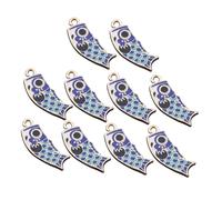 DEARMAMY 10 pièces Breloques Carpe Alliage pour Porte-clé et Sac Pendentif DIY Léger et Compact Accessoires Bijoux et Boucles Oreilles Style Japonais Bleu