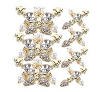 DEARMAMY 10 Pièces charmes d'ongles pour les ongles des femmes des croix strass branché Bonjour clou UV rose croix à ongles décoration des ongles en alliage Golden