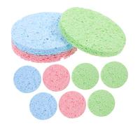 DEARMAMY 10 Pièces Le Visage En Coton à Pâte De Bois Éponges Exfoliantes Le Visage Lingettes De Nettoyage Soin Du Visage Éponges Le Visage Beige Polyuréthane