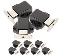 DEARMAMY 10 pièces Loquet Magnétique Noir Push-to-open pour Porte Armoire Kit Verrouillage Sécurisé sans Poignée Système à Ressort pour Portes Simples et Doubles Accessoire Cabinet Latch