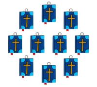 DEARMAMY 10 Pièces Pendentif de Collier Biblique Bleu en Plastique Résine | Forme Bible, Breloques Bijoux, Usage Fête Costumée, Finition Résistante