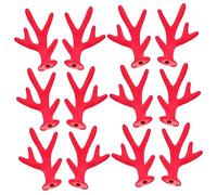 DEARMAMY 100 Pièces bandeau en bois de cerf fait à la main cerf miniature réaliste appel artificiel peluche mini bois accessoires de cerf bois pour l'artisanat Ramure Tissu de flocage rouge