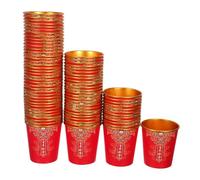 DEARMAMY 100 Pièces Chinese Wedding Paper Cups Thickened Disposable Tea Cups With Foil Accents For Party Reception And Festive Celebrations