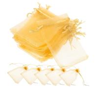 DEARMAMY 100 Pièces ensemble de toi à organza blanc atsem pochette rangement d'emballage multifonctions de faveur de la fête de mariage en tissu Doré