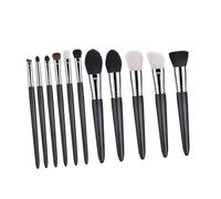 DEARMAMY 11pièces Kit Pinceaux Maquillage Professionnel Poils De Chèvre Manches Bois Naturel Brosses Mélange Poudre Blush Yeux Et Correcteurs Set Portable Pour Femmes