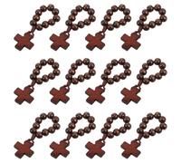 DEARMAMY 12 Pièces Anneau de Prière avec Croix, Chapelet de Voyage Élégant | Bois , Perles Rosaires Compactes, Léger et Confortable, pour Usage Quotidien, Funérailles, Carême