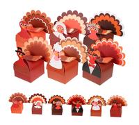 DEARMAMY 12 Pièces Boîte à Cupcakes Papier pour Friandises de Thanksgiving Boîtes Colorées avec Motif pour Fêtes Automne Alimentaires Résistants pour et Familiaux