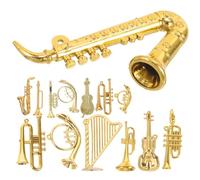 DEARMAMY 14 Pièces Ornements D'instruments De Musique De Noël Mini Trompette Saxophone Modèle De Guitare Ensemble D'instruments Minuscules Décorations Suspendues d'arbre De Noël