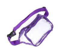 DEARMAMY 1pc Banane Transparent Taille Sacs à Main Fourre-Tout Femme Pochette Étanche Pendaison Titulaire Bouteille Tubes Treuil Accessoires De Sport Ceinture PVC Violet