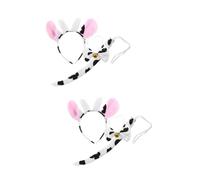DEARMAMY 2 Ensembles Bandeau De Vache Arc Escargot Chien Loup Déguisement De Vache Sabots Peluche Cow-Girl Oreilles Velu Siffler Costume De Costume De Vache Cosplay Plastique