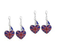 DEARMAMY 2 Ensembles Décoration Porte-clés Décor Union Jack Souvenirs De L'union Jack Femmes Porte-clés Coeur Pièce De Monnaie Porte-clés De Voiture Simple Peluche Strass 2 Pièces * 2