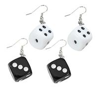 DEARMAMY 2 Paires Boucles D'oreilles Dés Boucles D'oreilles Esthétique Boucles D'oreilles Drôles Boucles D'oreilles Pendantes à Breloque Dés Boucles D'oreilles Pour Adolescentes Résine