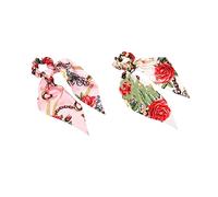 DEARMAMY 2 Pièces Anneau De Cheveux En Soie Simulée Élégant Mariage Groupe Satin Style Invité Rose Tissu Soyeux Bandes Chignon Bandeau Bague à Cheveux Coiffe Créative Porte-queue