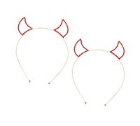 DEARMAMY 2 Pièces Bandeau Diable Strass -tête Cornes De Diable Scintillantes Cerceau De Cheveux Strass Halloween Casque En Strass Bandeaux Pour Se Laver Le Visage Service Rouge