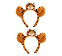 DEARMAMY 2 Pièces Bandeau Fille queues velu mignon peluche Accessoire de costume animal Déguisement pour fête Accessoire de déguisement accessoires de cosplay de tigre Plastique Light Brown