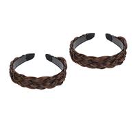 DEARMAMY 2 pièces Bandeau Perruque Tressé Large Faux Cheveux Style Fishbone Accessoire Cheveux Élégant et Confortable pour Usage Fêtes et