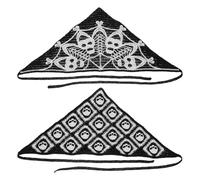 DEARMAMY 2 Pièces Bandeaux Crochet pour Femmes Bandeau Triangle Maille avec Motifs et Toile Araignée Accessoires Gothiques pour Halloween Foulard Cheveux Confortable et Respirant
