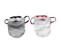 DEARMAMY 2 Pièces barbe de noël fausse barbe de noel Père Noël Masques masque dhalloween déguisement père noel santa claus costume longue fausse barbe accessoires de noël barbe coton Black