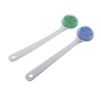 DEARMAMY 2 Pièces brosse de bain manche long nettoyage du corps double peau scrubber simple scalp brush éponge brosse à poignée longue brosse exfoliante brosse de massage Gel de silice Blue