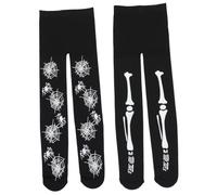 DEARMAMY 2 Pièces Collants Toile Araignée et Squelette pour Fille Halloween Motif Peur pour Fête Texture Douce et Couture Résistante Décoration Halloween Adaptée