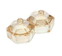 DEARMAMY 2 Pièces Coupe de cristal de liquide décoration ongles nail art coupe à ongles en verre avec couvercle bol à ongles en verre avec couvercles Orange