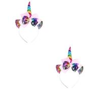 DEARMAMY 2 Pièces couvre-chef de fête decoration fete décoration fete Bandeau licorne cerceau de cheveux de licorne cerceau de cheveux scintillant coiffe de fête cerceau de cheveux de fête