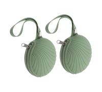 DEARMAMY 2 Pièces de rangement en silicone pochette pour serviette hygiénique pochette zip accessoires de sucette porte-pad pour la période housse de sucette Gel de silice Green
