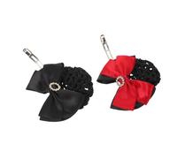 DEARMAMY 2 Pièces Filet à Cheveux Noeud Satiné et Strass Lot de Barrettes Résistantes pour Chignon Professionnel Accessoires Stylés pour Hôtesses Banques et Restaurants Filet de Protection