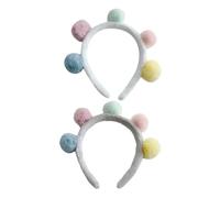 DEARMAMY 2 Pièces Headband Boules de Pompon Colorées pour Filles Accessoire de Mode Adorable