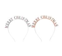 DEARMAMY 2 Pièces Headbands Christmas Hairbands Alloy Letters Diamond Crown Hair Hoop For Party Accessory
