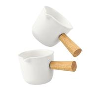 DEARMAMY 2 pièces Mini Pichet à Lait Céramique Blanche Distributeur de Sirop pour Café Sauce et Miel Pot à Lait Porcelaine Multifonction pour Expresso et Cuisine Western