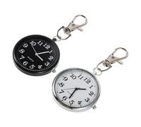 DEARMAMY 2 Pièces Montre Infirmière à Clip Portable en Acier Inoxydable et Verre Noir, Précision Optimale pour Surveillance des Soins Infirmiers à L'hôpital Travail
