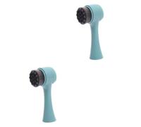 DEARMAMY 2 Pièces nettoyage du visage brosse faciale visage spa pour le visage lavage du visage retire point noir double sided brush deep cleansing brosses de nettoyage Green