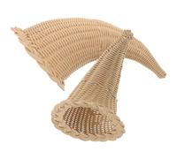 DEARMAMY 2 Pièces Panier Corne D'abondance Tressé Beige en Rotin Imitation | Style Ferme Rustique, Rangement Œufs, Ambiance Automne, Usage la Cuisine ou Pique-niques
