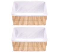 DEARMAMY 2 pièces Panier de Rangement Bambou Pliable Lot de Corbeilles Artisanales pour Bureau et Cuisine Boîte Multifonctionnelle pour Pains Snacks et Petits Objets Design Rustique et