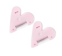 DEARMAMY 2 Pièces Peigne à Frange avec Lame Inoxydable Outil Pratique de Coiffure Design Forme de Cœur Couleur Rose pour Tailler Franges Cheveux