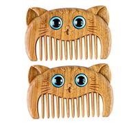 DEARMAMY 2 Pièces Peigne Bois Naturel pour Chats Ensemble de Peignes de Toilettage Bois de Design Attrayant de Chat Pratique et Durable pour Voyage et Toilettage Parfait pour Usage