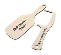 DEARMAMY 2 pièces Peigne Chauve Bois pour Hommes Humoristique Saint Valentin Accessoire Fête et Toilettage sans Dents pour Calvitie