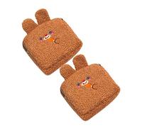 DEARMAMY 2 Pièces Porte-Monnaie en Peluche Messager Petite Pochette à Monnaie Cosmétique Portefeuille Porte-Monnaie Mignon Mini Fourre-Tout Mesdames pour Dames Femmes Bourse Light Brown