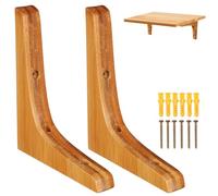 DEARMAMY 2 pièces Support Étagère Bambou Massif Équerre Murale Robuste pour Rangement Garage et Salle de Bain Charge Lourde Design Sécurisé sans Arêtes Lot