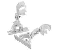 DEARMAMY 2 pièces Support Tringle à Rideaux Aluminium Réglable pour Fixation Murale Base Fixe Stable Compatible Barre Simple Lot de Blanc