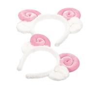 DEARMAMY 2 Pièces -tête à griffes queue de loup bandeaux de cheveux de mouton oreilles bandes bandana headband bandeau adorable Bandeau en peluche en corne de mouton Décor chiffon rose