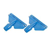DEARMAMY 2 Pièces Tête de Balai de Rechange Robuste, Pince Amovible 25 Mm | Plastique Bleu, Système à Libération Rapide, Usage Commercial, pour Grands Sites et Nettoyage Polyvalent