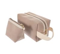 DEARMAMY 2 Pièces Trousse de Maquillage Voyage Se maquiller Trousses de Toilette Porter Pochettes Pendant la Nuit Pochette cosmétique Velours côtelé Khaki