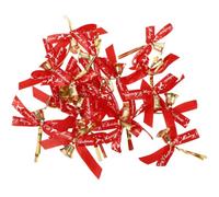 DEARMAMY 20 Pièces Nœud Décoratif de Noël en Polyester Rouge pour Fête | Ornement de Noël Soi-même, Grelots Intégrés, pour Couronne ou Guirlande, Style Classique Style Aléatoire