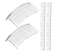 DEARMAMY 20 pièces Peigne Métallique Argenté Dents pour Cheveux Côté Maintien Sécurisé et Accessoire Élégant pour de Mariée et Voiles Compatible DIY pour Femmes et Filles