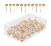 DEARMAMY 200 pièces Punaises Métalliques à Tête Ronde Dorée Épingles Boule pour Couture et Projets Créatifs Fixation Robuste pour Tableau Liège et Décoration Bureau Maison