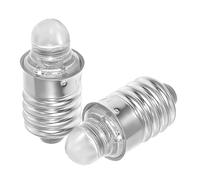 DEARMAMY 2pcs Ampoule Lampe de Poche LED Mini E10 3v, Ampoules de Rechange Rondes en Métal et Verre, Haute Performance et Fiables pour Lampe Torche