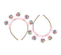 DEARMAMY 2pcs Lollipop Bandbands Candy Coil-hair Band Costume Heads For Girls Lace Hair Coueton Cartoon Birthday Party Hair Accessory Kawaii Bands Food