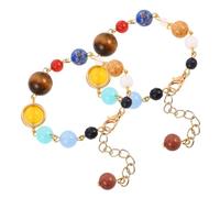DEARMAMY 2pièces Bracelet Système Solaire Perles De Pierre Naturelle Bracelet Galaxie Ajustable Pour Hommes Et Femmes Bijou Planète Astronomie